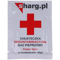 Paczka chusteczek dekontaminacyjnych gaz pieprzowy widziana przodem