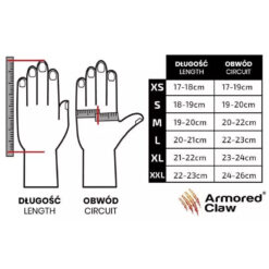 Rękawice Armored Claw CovertPro Hot Weather Tan tabela rozmiar