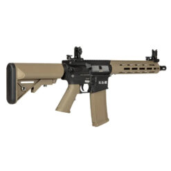 Karabin ASG SA M4 SA-F03 FLEX GATE X-ASR Half-Tan tyłem lufa w prawo