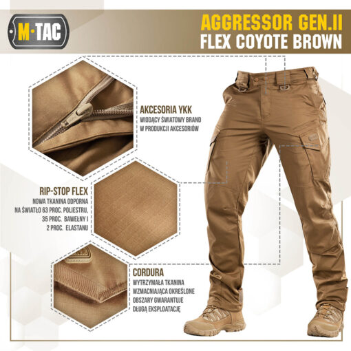Spodnie Aggressor M-Tac Flex Gen.II Coyote