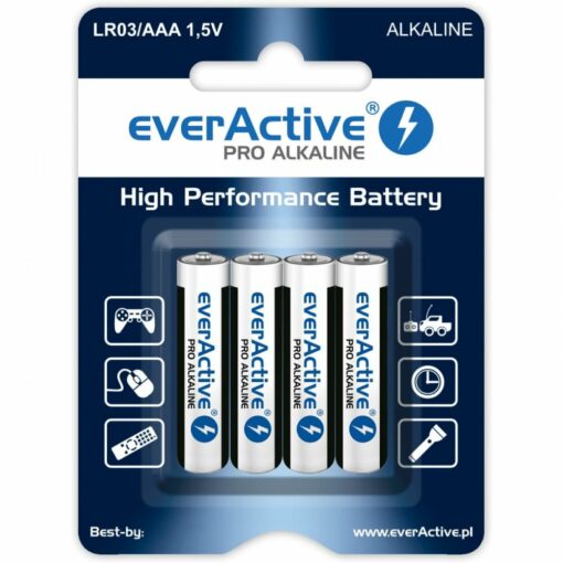 Baterie Akumulatory everActive Pro alkaline 4x AAA 1.5V R3 LR03 - obrazek 3
