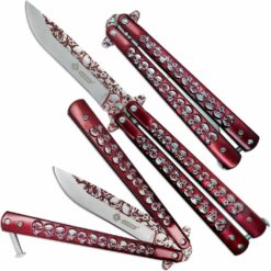 Nóż Motylkowy Motylek N422 Skulls Red