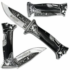 Nóż N352 Kandar Myśliwski Grawerowany Czarny