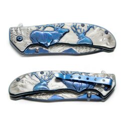Nóż N435 Kandar Niebiesko-Srebrny Jeleń Klips