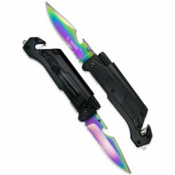 Nóż NS Kandar JM-K16 Czarny Piła Tęczowe Ostrze