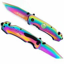 Nóż Składany N21 Kandar Tanto Piła Rainbow Fade