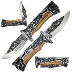 Nóż Składany N349 Kandar Konie Rydwan Brązowy