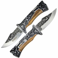 Nóż Składany N349 Kandar Konie Rydwan Brązowy
