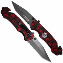 Nóż Składany N450 Kandar Tanto Piła Red Skulls