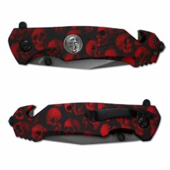 Alternative view of Nóż Składany Kandar N450 Tanto Red Skull z Piłą i Zbijakiem