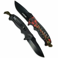 Nóż Składany N525 Kandar Czaszki Paracord Czerwony