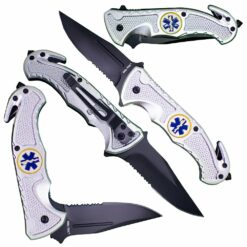 Nóż Składany Ratowniczy z Piłką Mil-Tec Srebrny