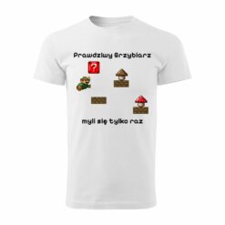 Koszulka z Nadrukiem Grzybiarz Męska Biała