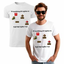 Koszulka z Nadrukiem Grzybiarz Męska Biała