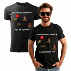 Koszulka z Nadrukiem Grzybiarz Męska Czarna
