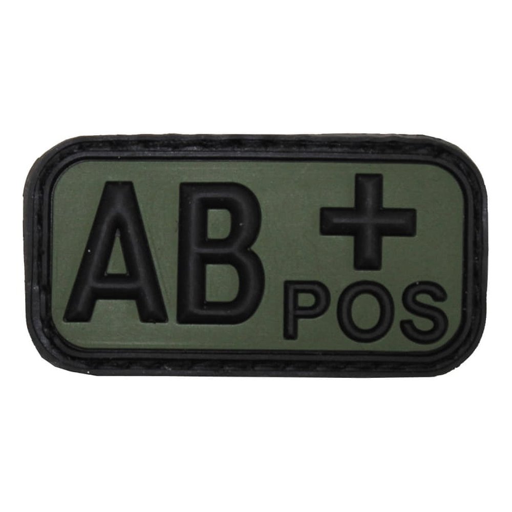 Plakietka Grupa Krwi Guma AB POS 50x27mm Olive