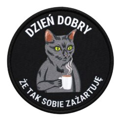 Naszywka Morale Patch Kot Dzień Dobry Czarna