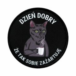 Plakietka Kot Dzień Dobry Czarna