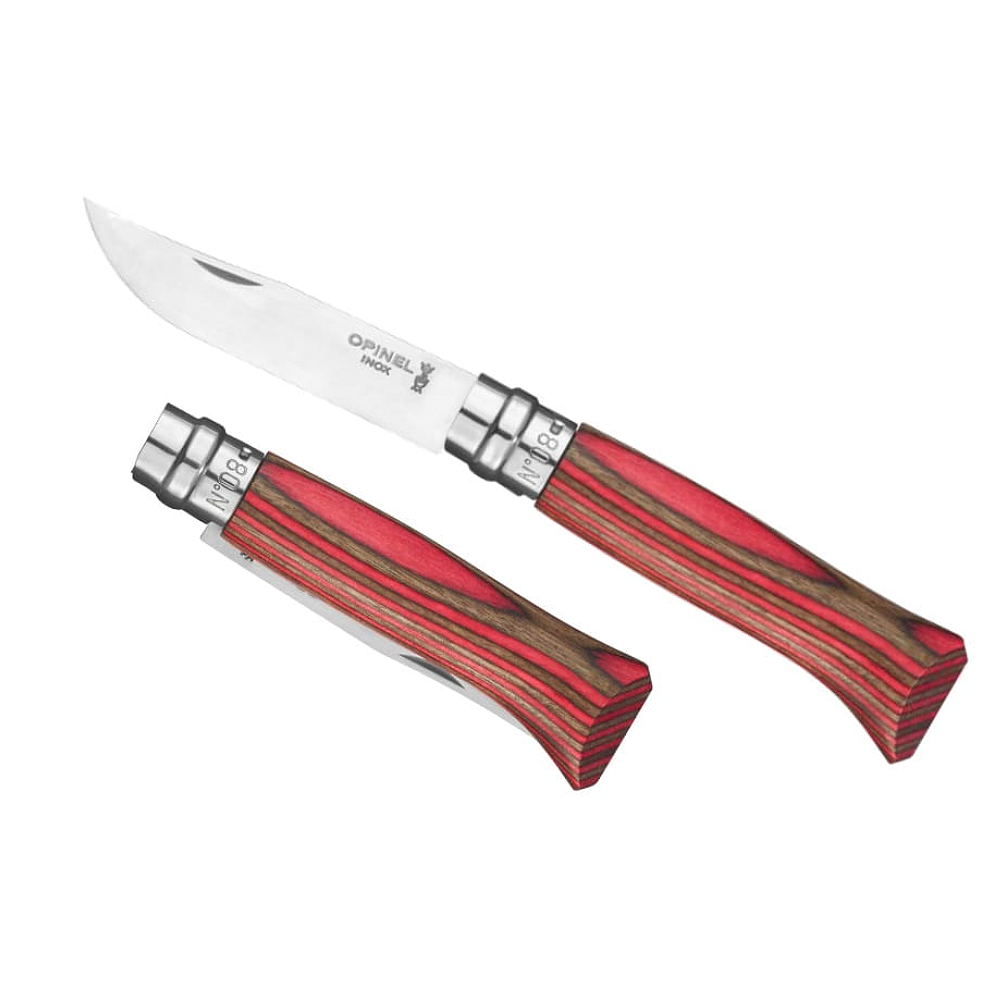 Nóż Opinel Inox nr 08 Laminated Red Natural