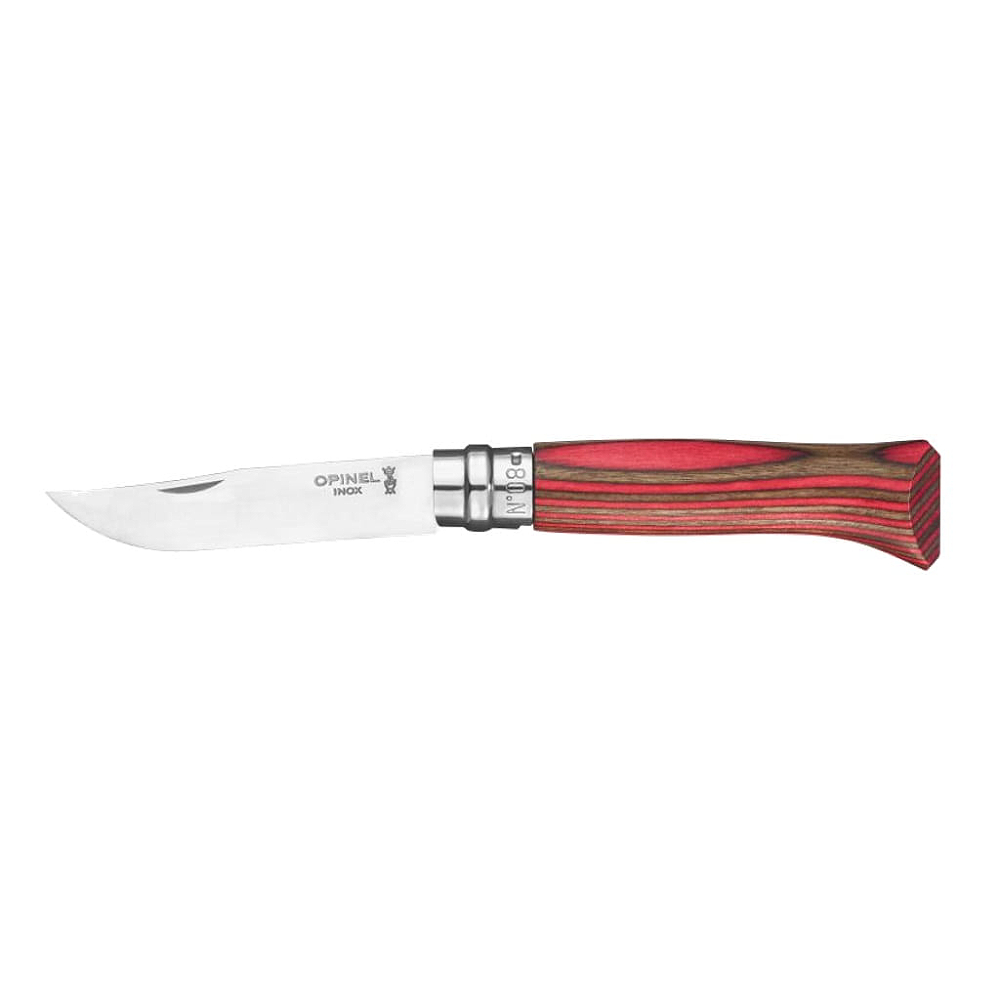Nóż Opinel Inox nr 08 Laminated Red Natural