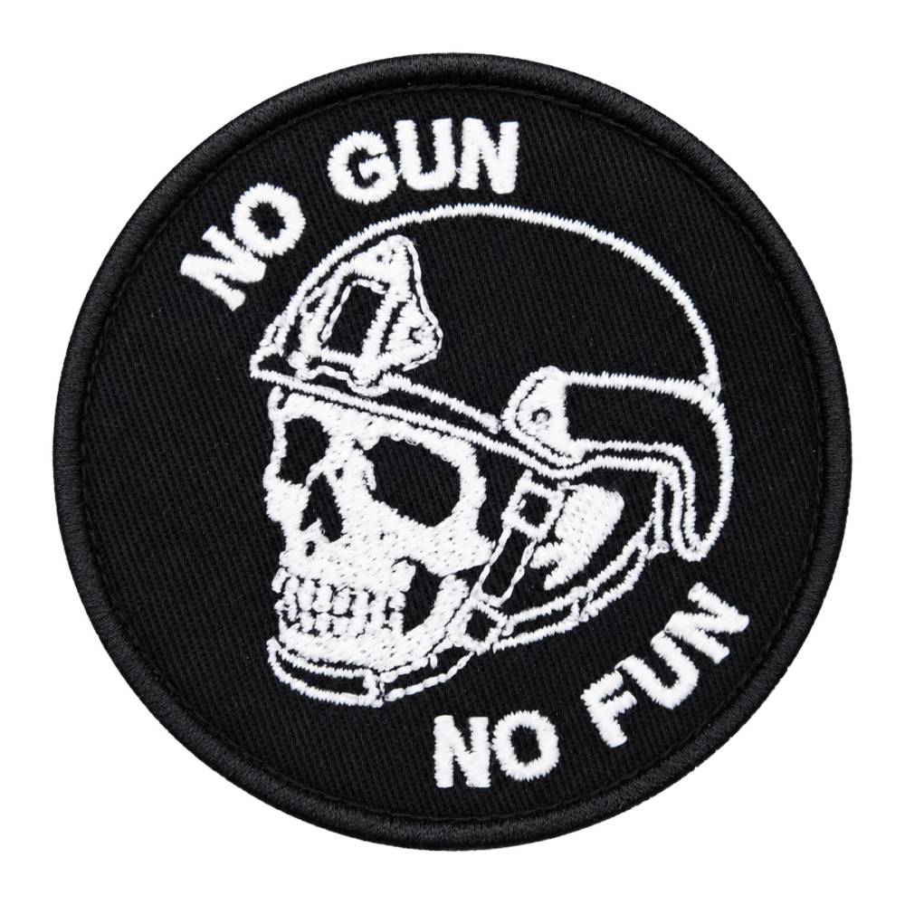 Naszywka Morale Patch No Gun No Fun FLUO Rzep Świeci Ciemności Czaszka 8cm