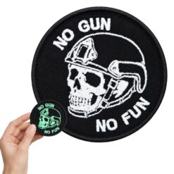 Naszywka Morale Patch No Gun No Fun FLUO Rzep Świeci Ciemności Czaszka 8cm