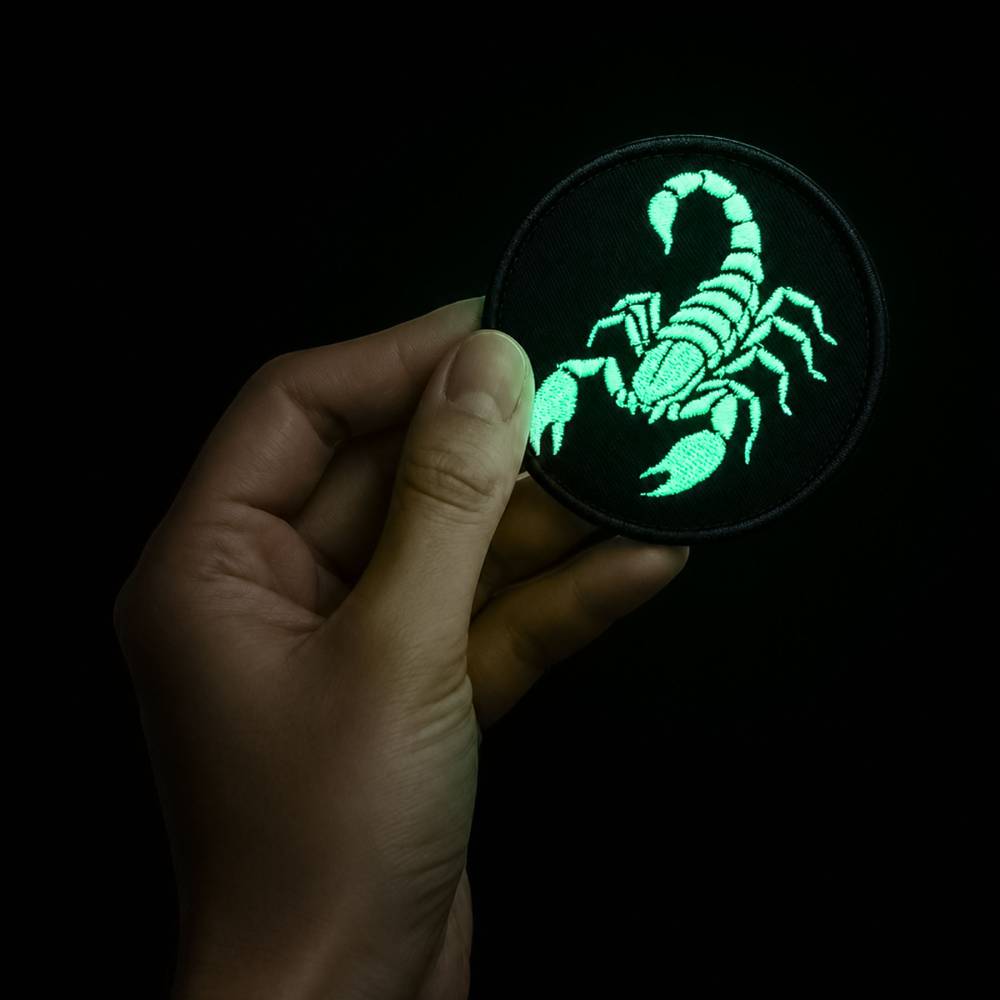 Naszywka Morale Patch Skorpion FLUO Rzep Świeci w Ciemności Taktyczna 8cm
