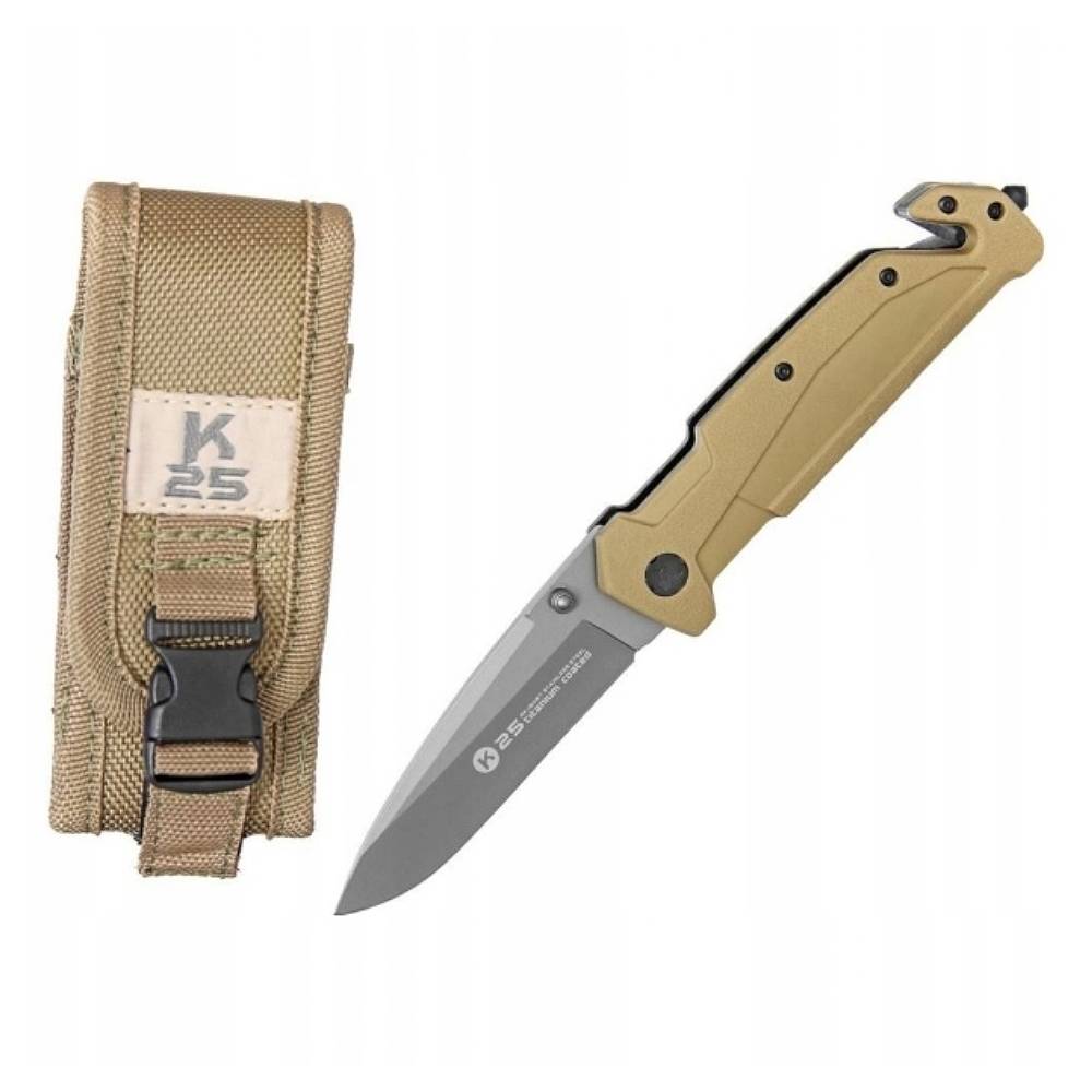 Nóż Składany K25 18487 Ratowniczy Khaki